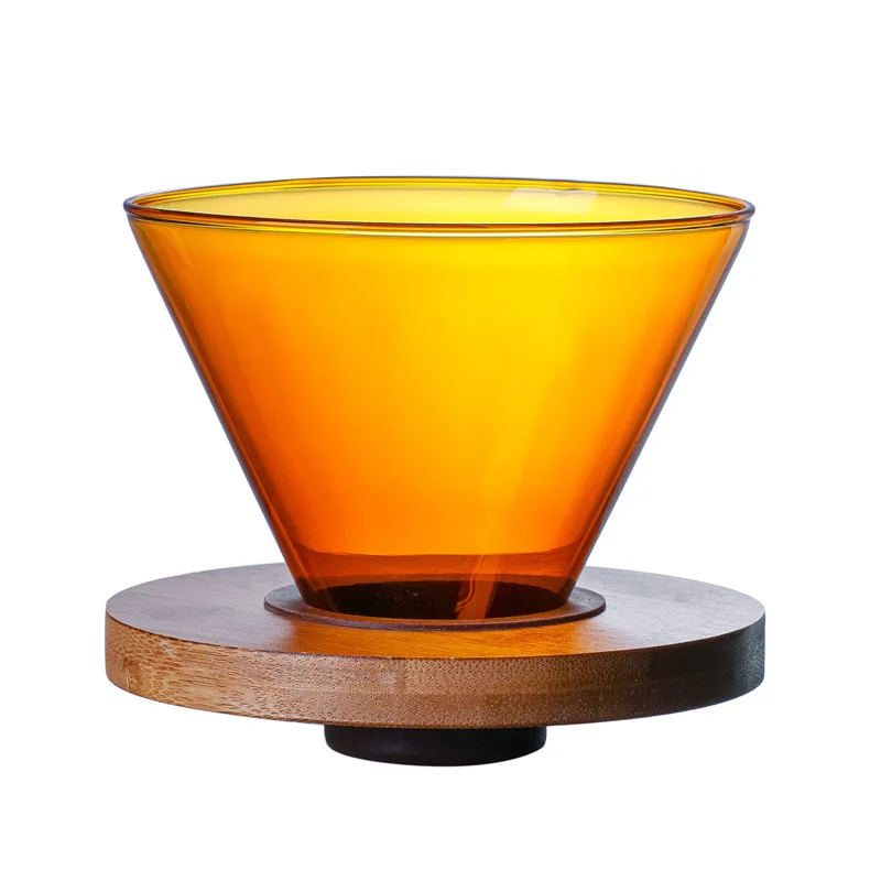 Индивидуальный креативный цветной стеклянный держатель для кофейного конуса с деревянным держателем Бумажного Фильтра или капельницы кофе