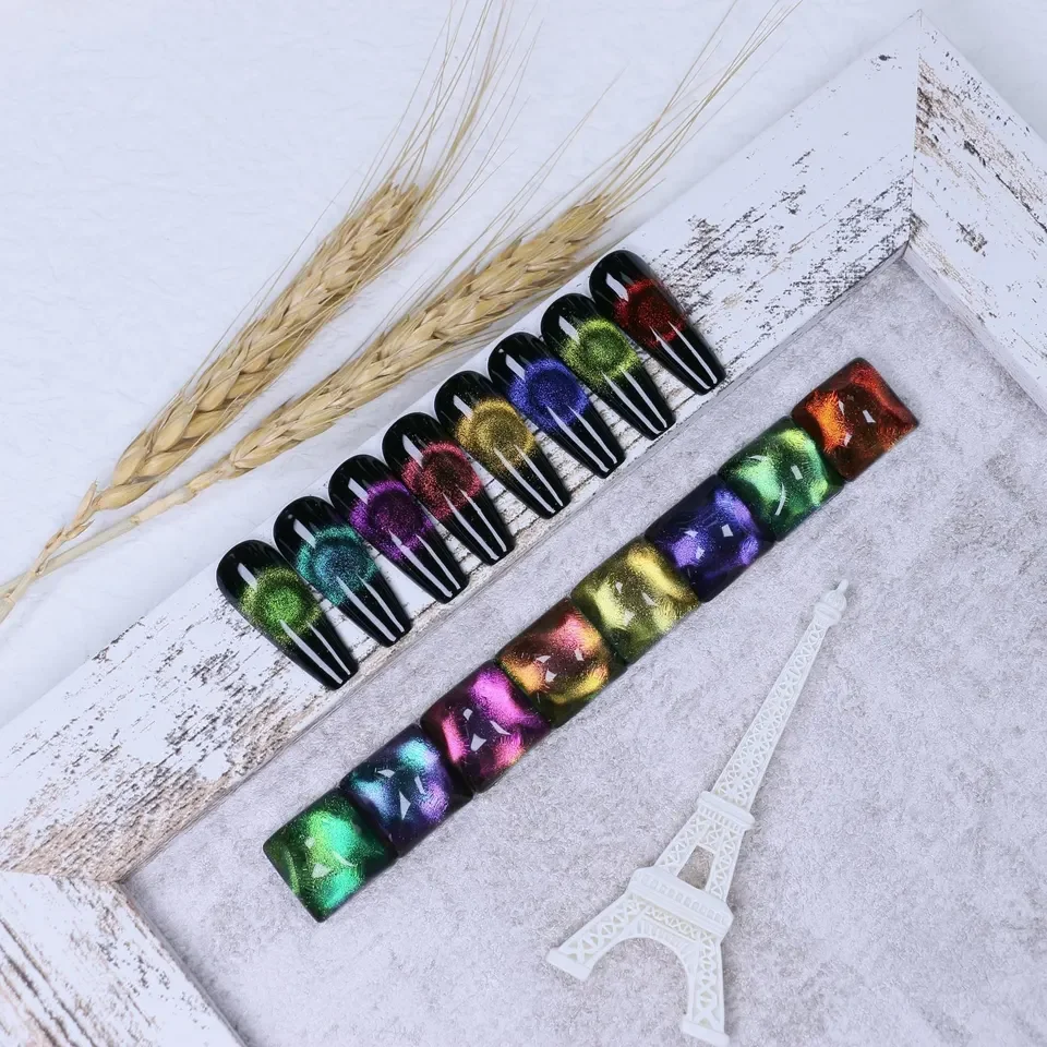 klana New design 9D chameleon cat eye gel polish  UV Gel Polish cat eye nail gel polish for nail art magnetic