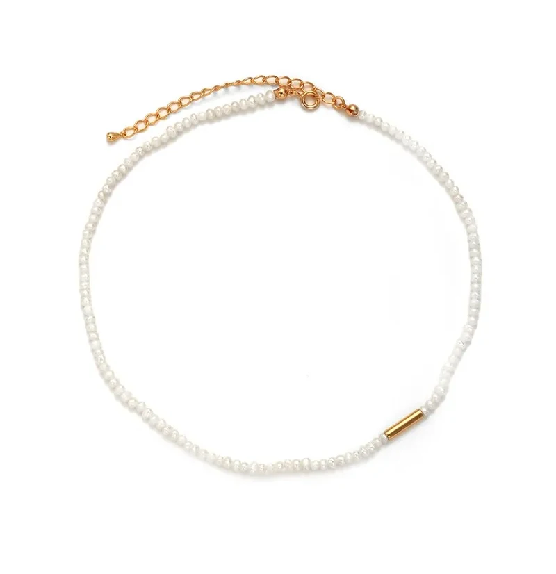 Milskye modern custom fine fashion jewelry for women 925 silver 14k gold plated vintage baroque petite pearl necklace