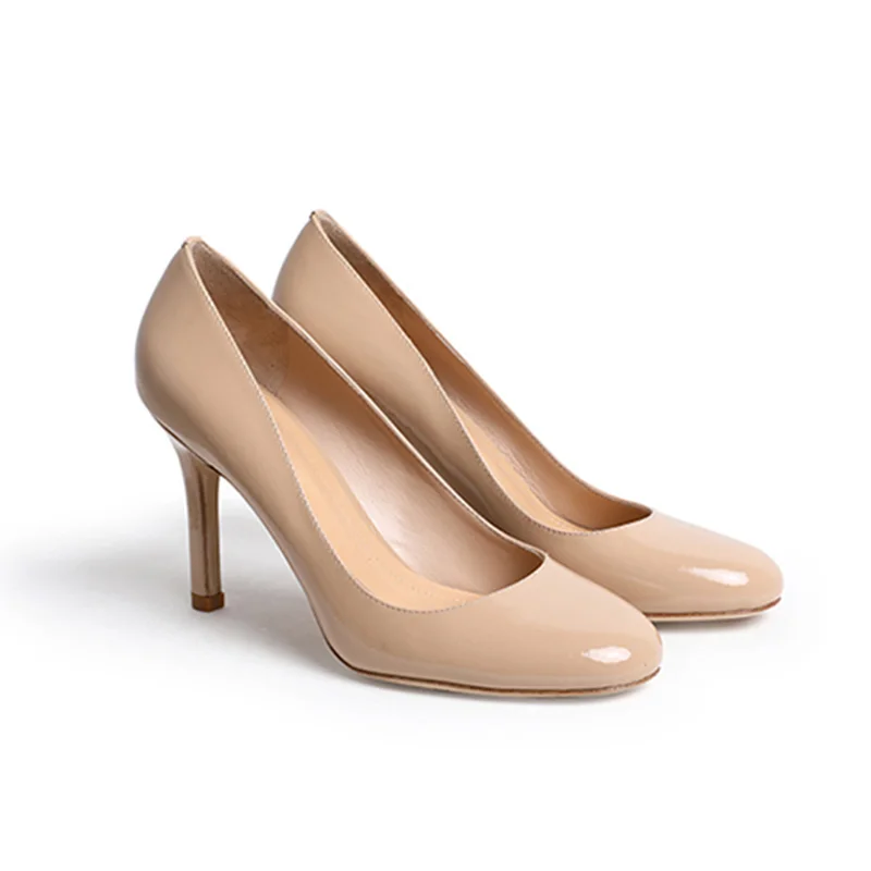 High heels patent leather women shoes with manufacture custom logo leather pumps  for ladies