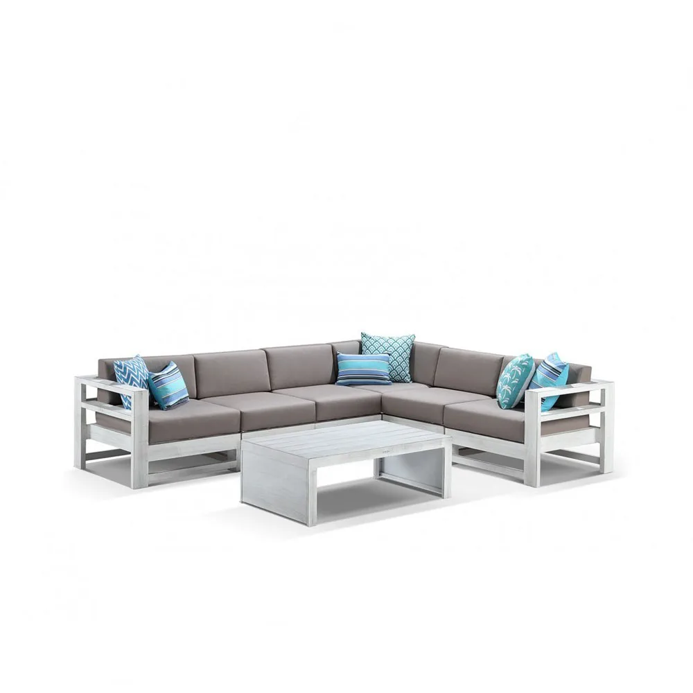 Aluminum outdoor furniture 3 seaters and single chair handcrafted metal  sofa set