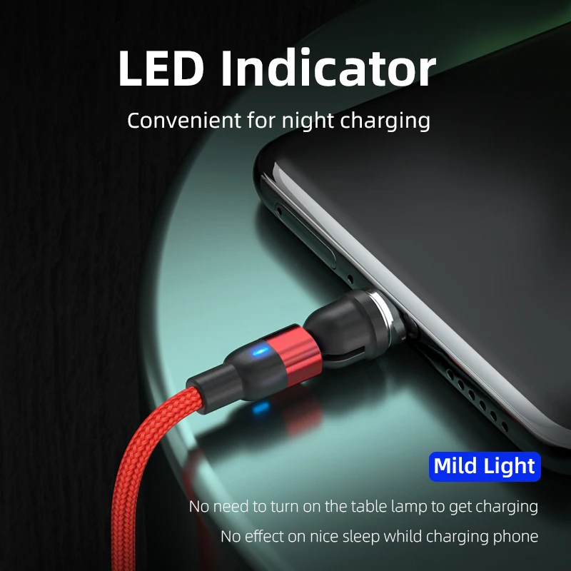 Magnetic phone charge 2.4A 3 in 1 nylon braided 540 magnetic micro usb cable with micro type c i-product magnetic connectors