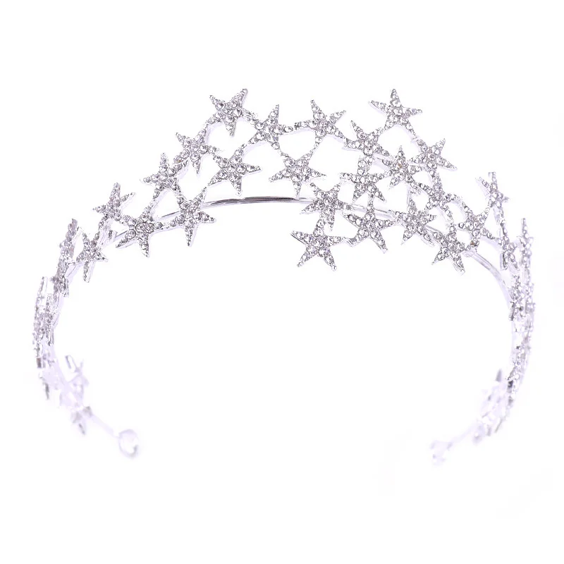 Rhinestone Star Headbands Crystal Crown For Wedding Bridal Tiaras Fashion Bride Hair Jewelry