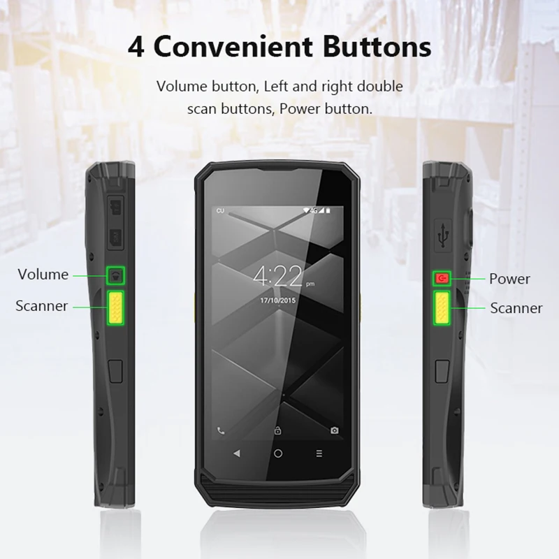 5 inch industrial rugged smartphone android pda with capacitive touchscreen