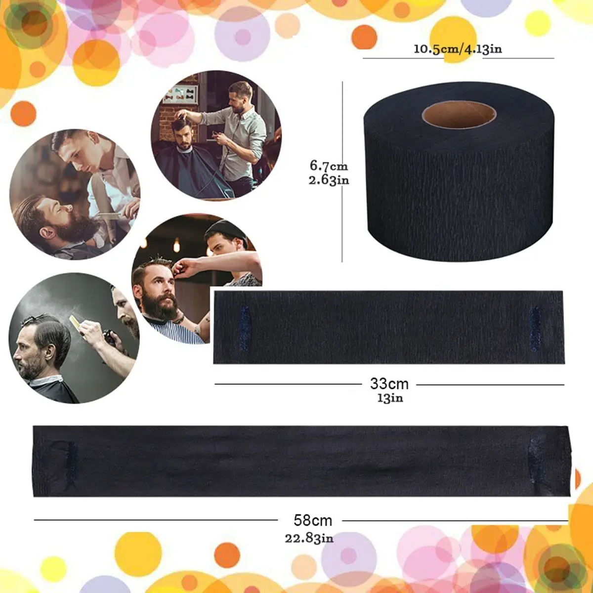 5 Rolls Disposable Barber Paper Neck Strips Disposable Neck Paper Protector Hairdressing Accessory Tool-Black color
