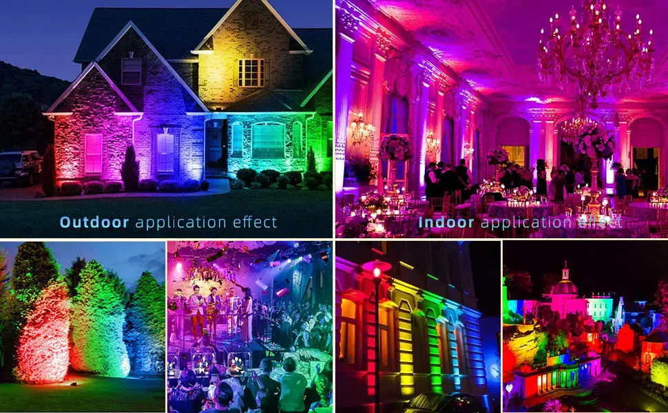 30W 80W RGB Colour Changing Flood Light Remote Control Memory Timing 4 Modes IP66 Waterproof Outdoor LED Floodlight