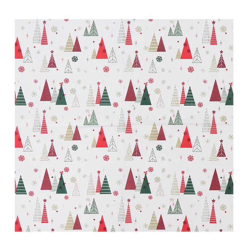 Ready To Ship 1/4 Fold Napkins Tissue Paper Decorative Santa Merry Christmas Tree 2 Ply 20pcs Printed Dinner Napkin