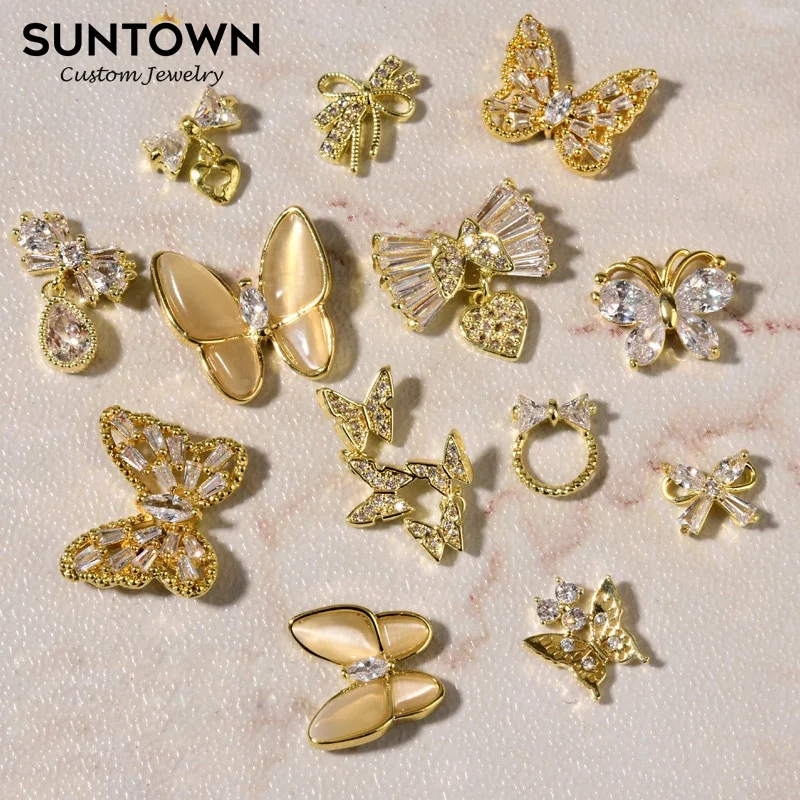  SUNTOWN 2021 новые 3D наклейки со стразами в виде бабочки аксессуары для ногтей ювелирные изделия опаловые украшения