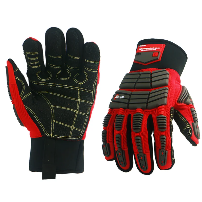 BSP high anti impact gloves oilfield working cotton palm waterproof work safety oil and gas impact gloves