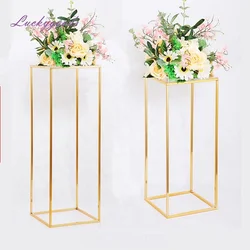 tall flower stand Metal Rectangle Gold Metal Wedding Favor Table Centerpiece Flower Stand 	 balcony flower stand
