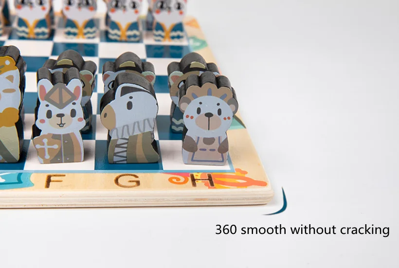 New arrival  Wooden Kids Medieval Chess Cartoon Stereoscopic Check Board Game Wholesale Chess Sets Puzzle Games