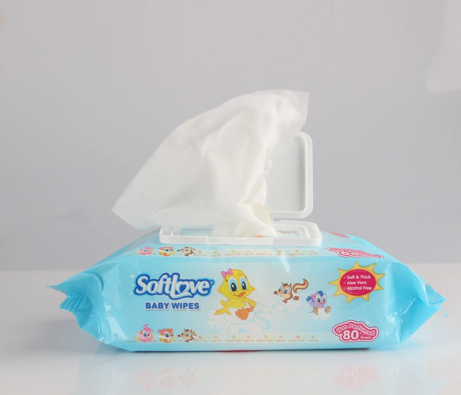 Softlove Organic Baby Wipes Biodegradable Non-woven Fabric Unscented Wet Disposable Baby Wipes