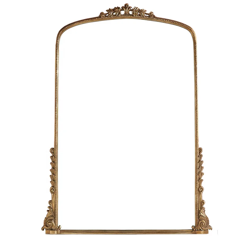 French retro court Baroque dressing standing floor mirror carved carving frame mirror bedroom decor
