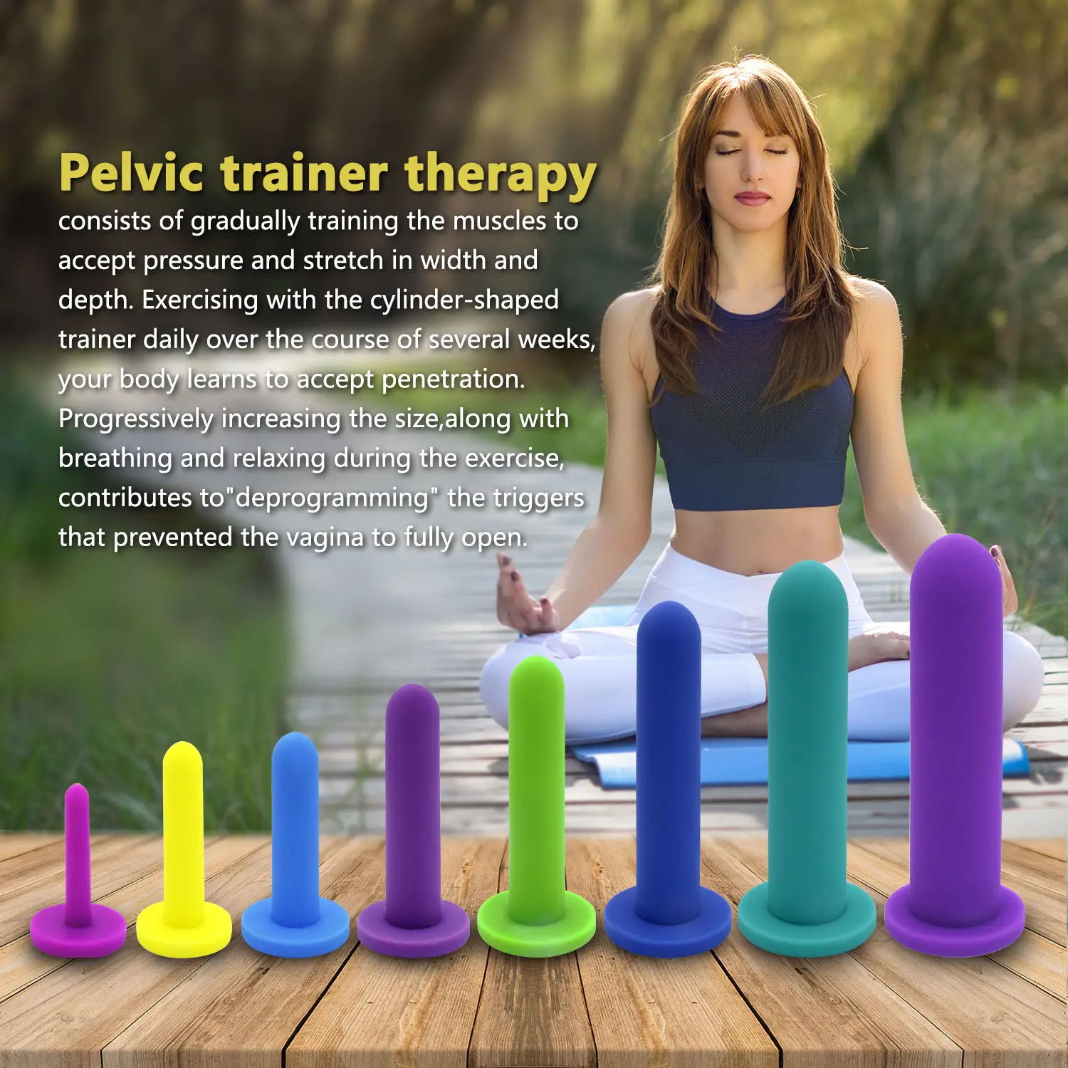Professional Pelvic Floor Muscle Exerciser Silicone Dilators for Women & Men Medical Device for Pelvic Pain Relief in Sizes 1-8