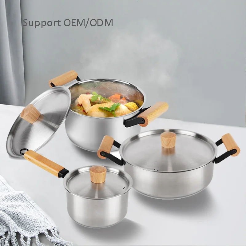 Hot Sale 6 Pieces Stainless Steel Kitchen Cookware Sets Classic Luxury Kitchen Pot Set Mutilfuctional Pots And Pans Set