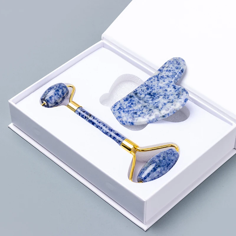 High Quality Low Price Natural Jade Stone Blue Point Crystal Gua Sha Facial Massage Tools Gua Sha Stone