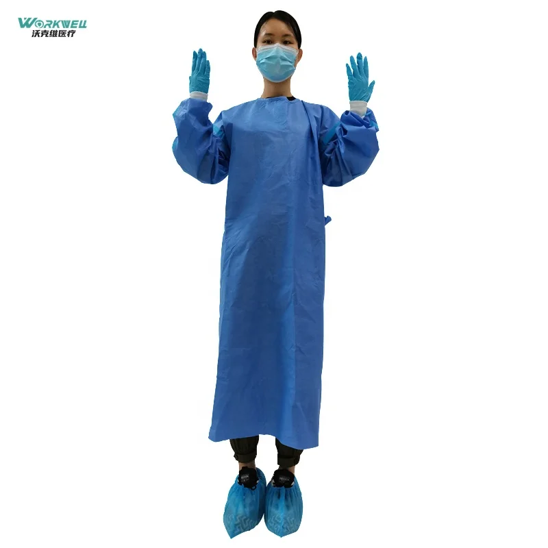 Factory AAMI LEVEL 4 Disposable SMMS Surgical Gown 35g-65g can be used for waterproof isolation gown reusable 510K