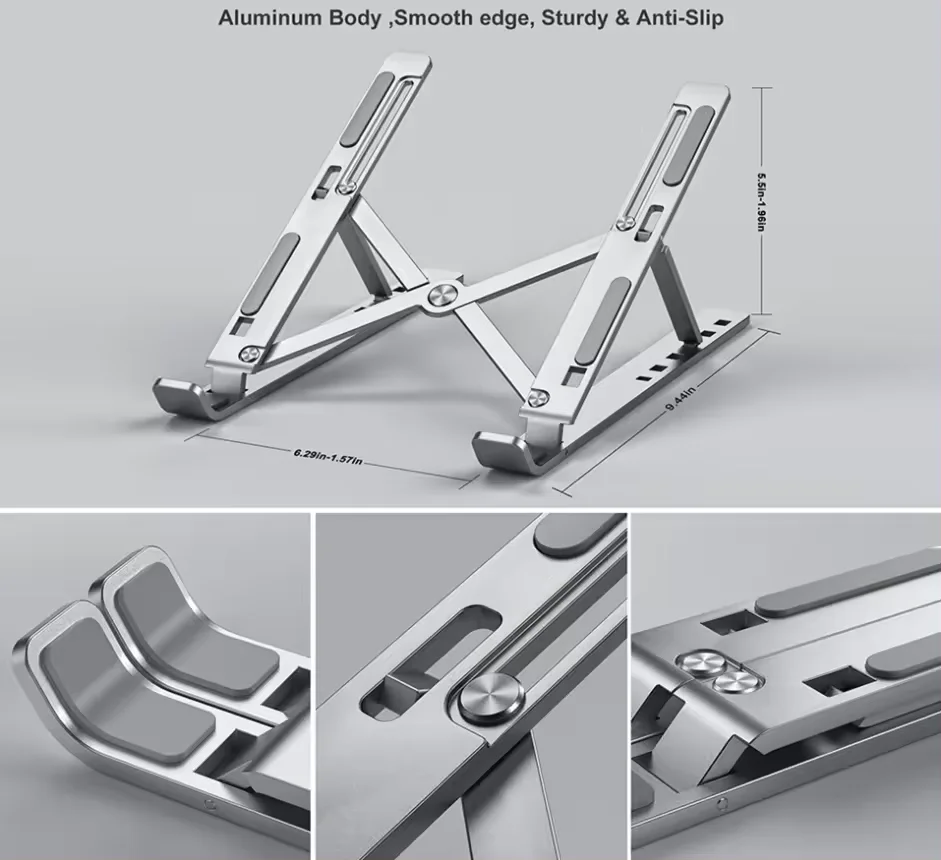 Great Roc 224g OEM Laptop Stand 6 Levels Adjustable Notebook Holder Aluminium Desktop Stand for 15.6inch Laptop