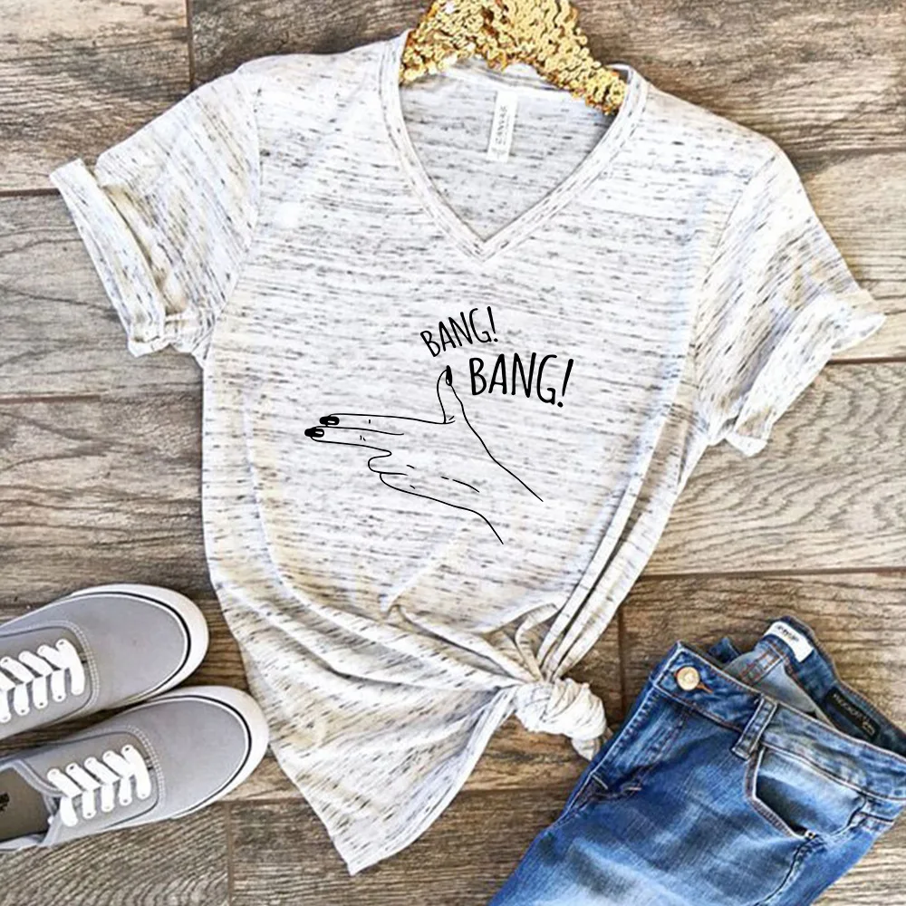 Оптовая продажа, новые летние повседневные топы, женские футболки, модные футболки с V-образным вырезом и принтом на заказ, женские футболки с графическим принтом