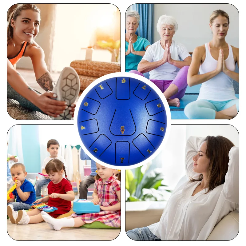 High Quality OEM Customized Drum 8 Inch 11 Notes Steel Tongue Drum Hand pan Drum Tank Drum Percussion Instrument For Music Show