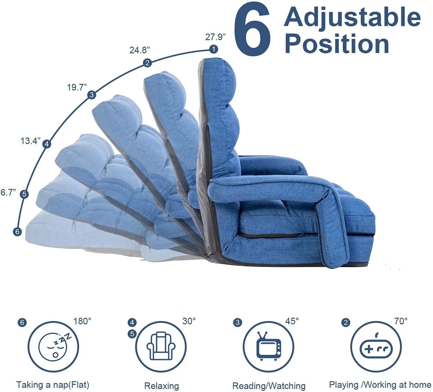 Danlong 6 positions Lazy people japanese style adjustable sofa chair luxury lazy chair floor sofa