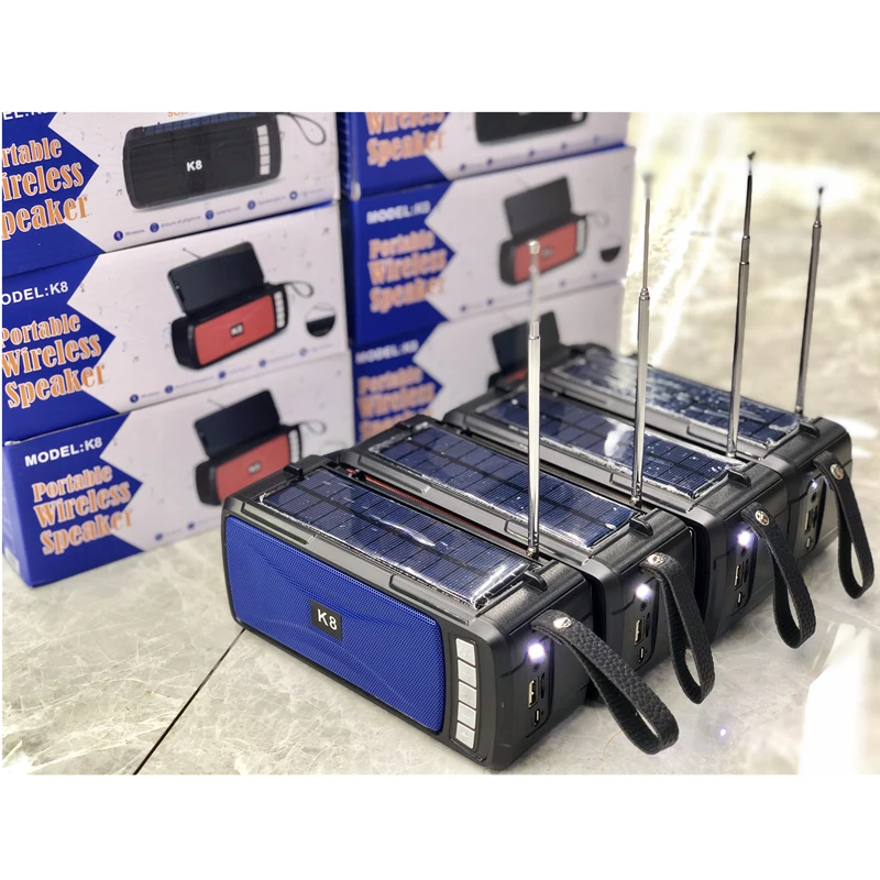 top selling products 2022 K8 Outdoor Portable Solar Powered Wireless BT Speaker With Phone Holder And LED Torch