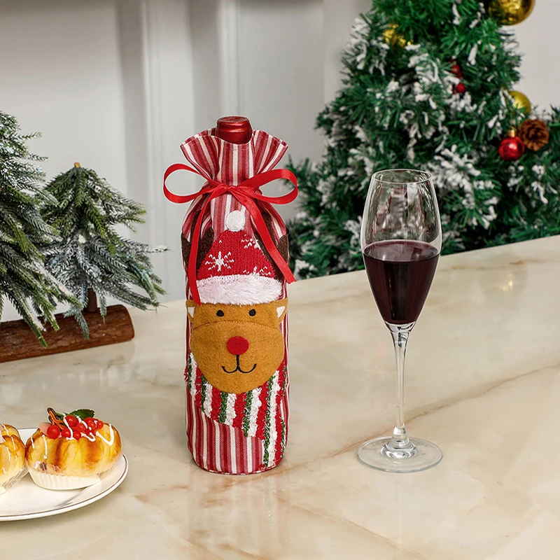 Christmas wine bottle set Christmas creative knitted snowman wine set Holiday restaurant decoration Christmas decoration