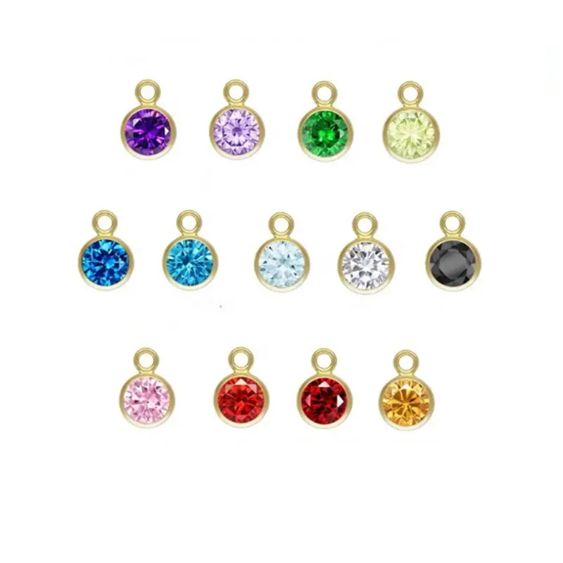 Fashion Birthstone  3MM Zircon Woman Jewellery 14K Gold Filled Charms DIY Making Materials
