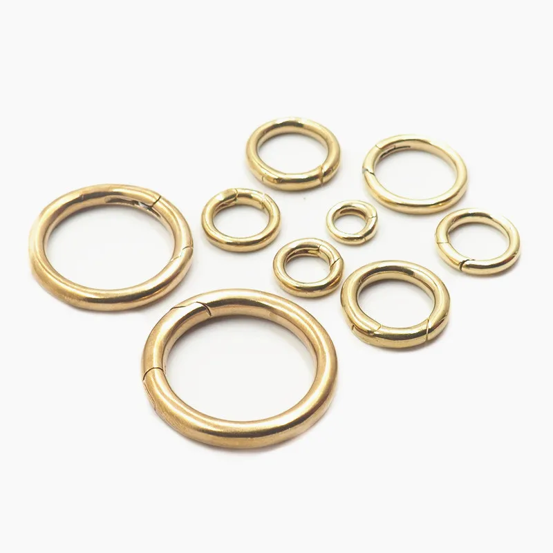 Multi Size Solid Brass Spring Clasps Round Carabiner Keychain Bag Clips Hook Metal O Ring  Connector For Handbag Accessories
