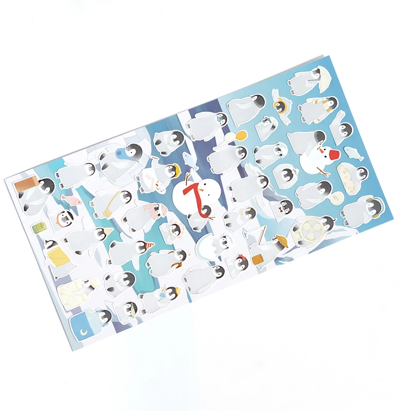 Nekoni PVC Animal Sticker Sheet Penguin Puppy Dog Cat Kitty Panda Puppy Stickers Decal Waterproof Scrapbooking Stickers