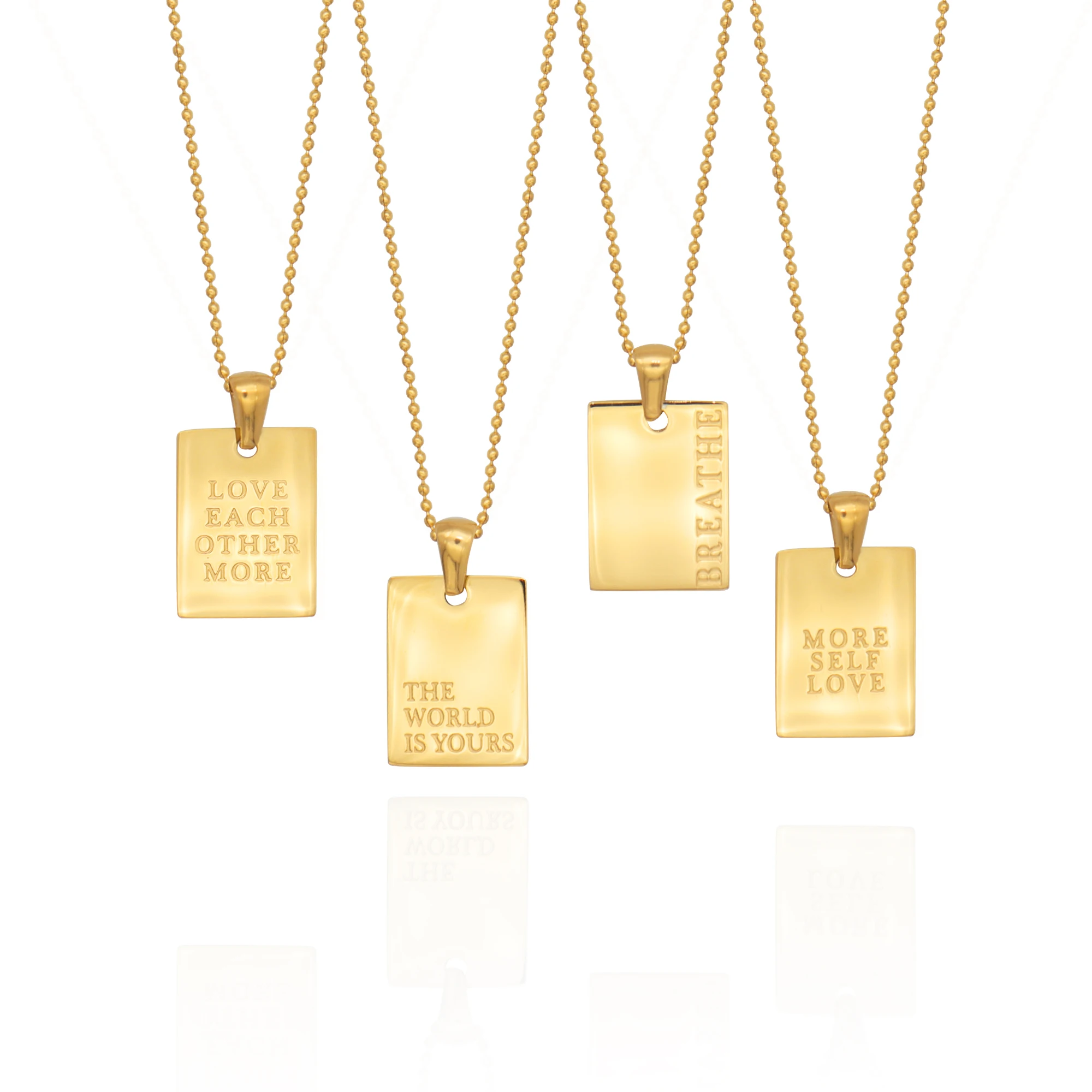 Модное ожерелье с квадратными карточками из нержавеющей стали 316L с золотым покрытием