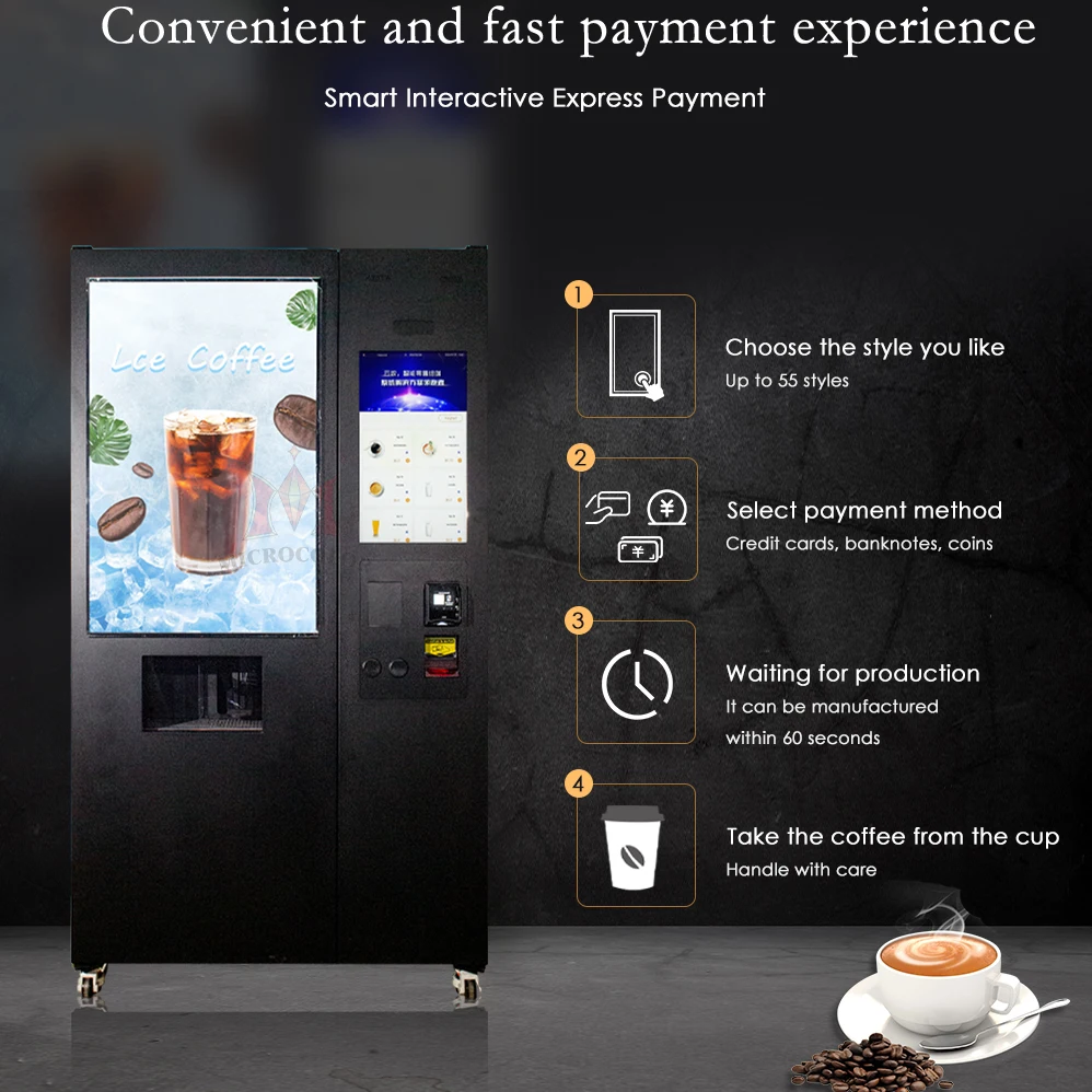 Wholesale Custom Commercial Professional Hot and Cold Coffee Machine Fully Automatic Coffee Vending Machine
