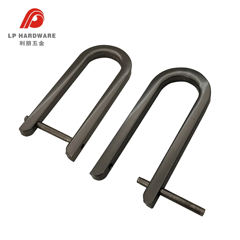 Black D Rings with Closing Screw Shackle Key Holder Horseshoe U Shape D Ring DIY for Leather Purse
