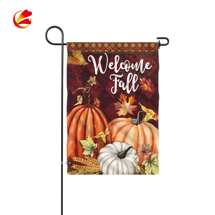 Cheap Wholesale Thankful Pumpkin Garden Flag Fall Thanksgiving Harvest Rustic Burlap Yard Outdoor Decorative Flags