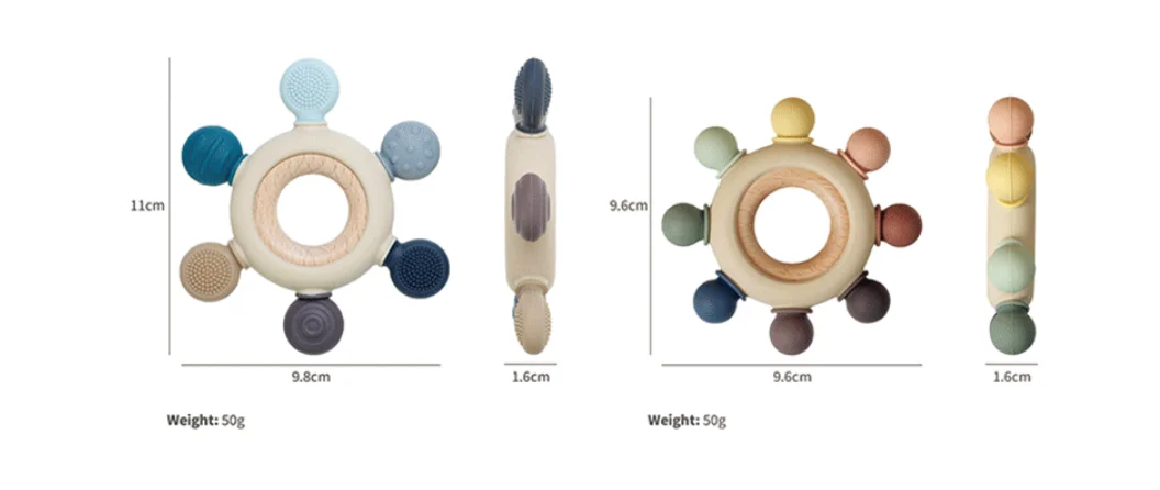 bpa free sensory montessori silicone baby teether toy ring