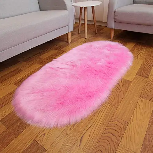 Rug Area Solid Sheepskin Skin Rabbit Mongolian Fancy Door Mat Shag Carpet Top 2X3 Faux Fur Bedside Rugs for Bedroom
