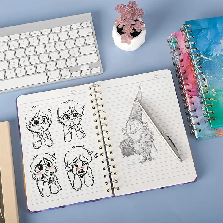 Factory High Quality Pink Interior Page Format Spiral Notebook Custom Hardcover Cute Kawaii Spiral Business Notebook