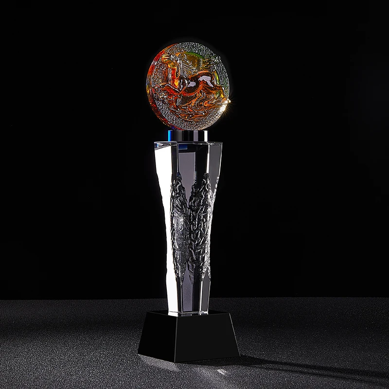 
High quality grade glaze cup yellow stone crystal award trophy 