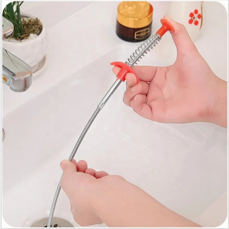 61 cm kitchen cleaning brush  long sink claw pick up bathroom sewer cleaning tool with spring handle bendable