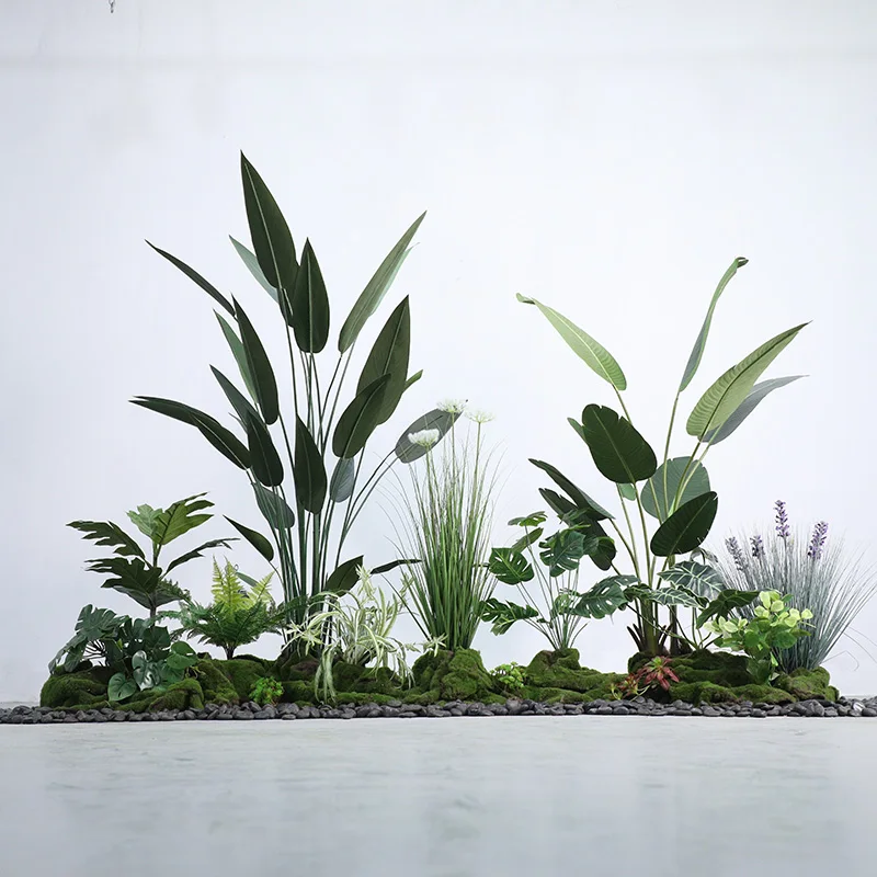 GNYS  Flochess garden sets Vitality Canna &Traveler Banana set  home decor  indoor Decoration art sets   Artificial Plant