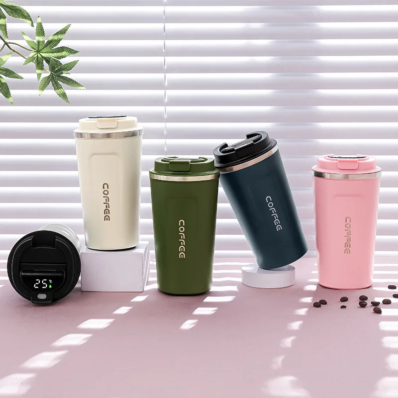 2022 New Double Wall Stainless Steel Vacuum Smart temperature controlled Coffee Mug Cups with temperature display Led Lid