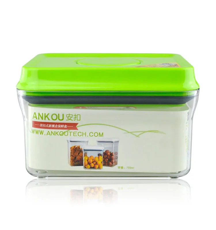 Pop Up One Button Clear Container Plastic Square Container for Grain Food Container