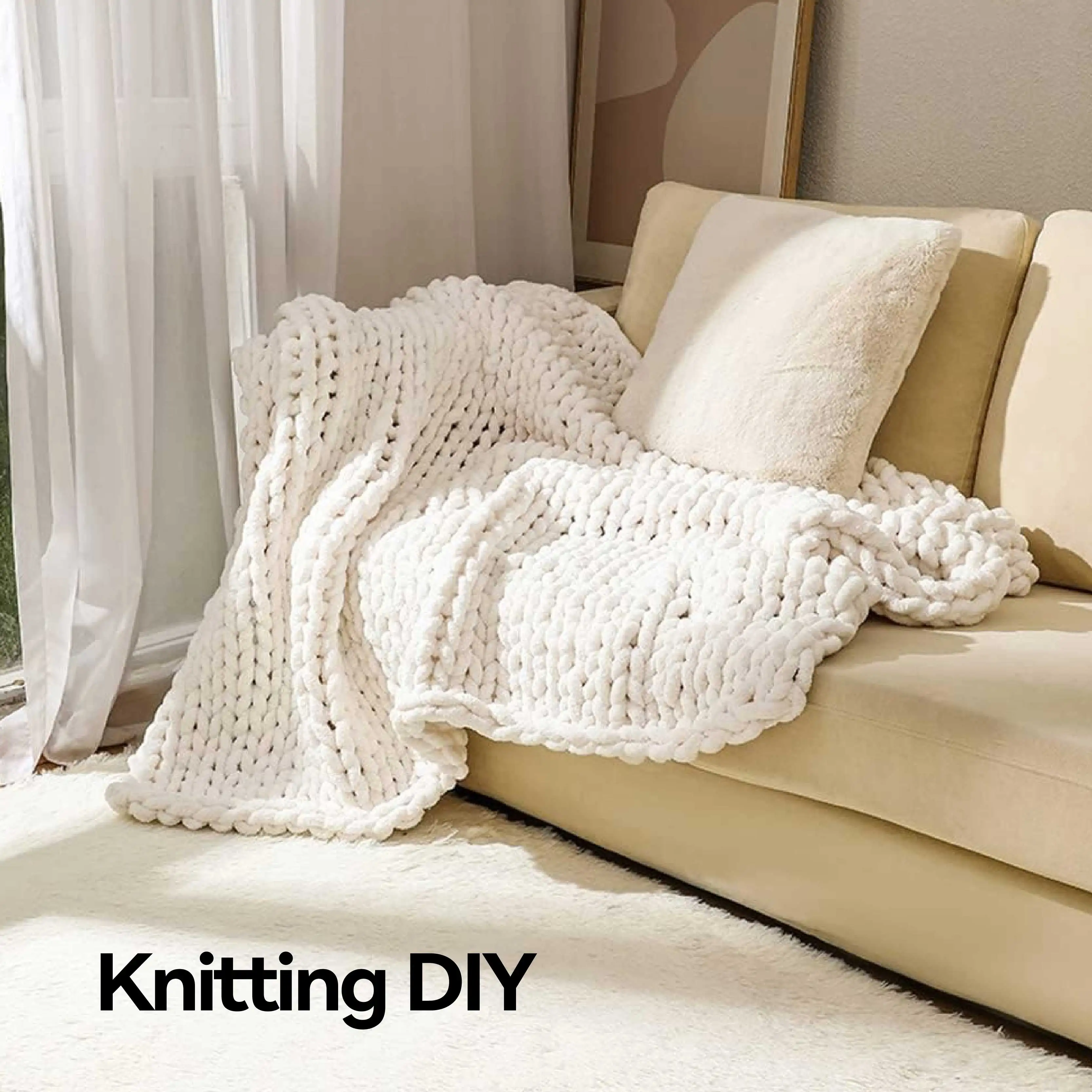 500G Super Chunky Yarn Thick Velvet Soft Big Hand Knitting Giant Tubular Yarn for Arm Knitting Extreme DIY Blankets Rugs Pillow