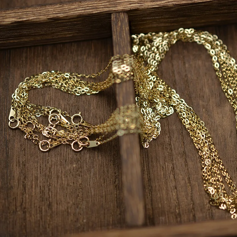 xjy Factory price kolye 10k 14k solid real gold  fine jewelry more size gold chain necklace