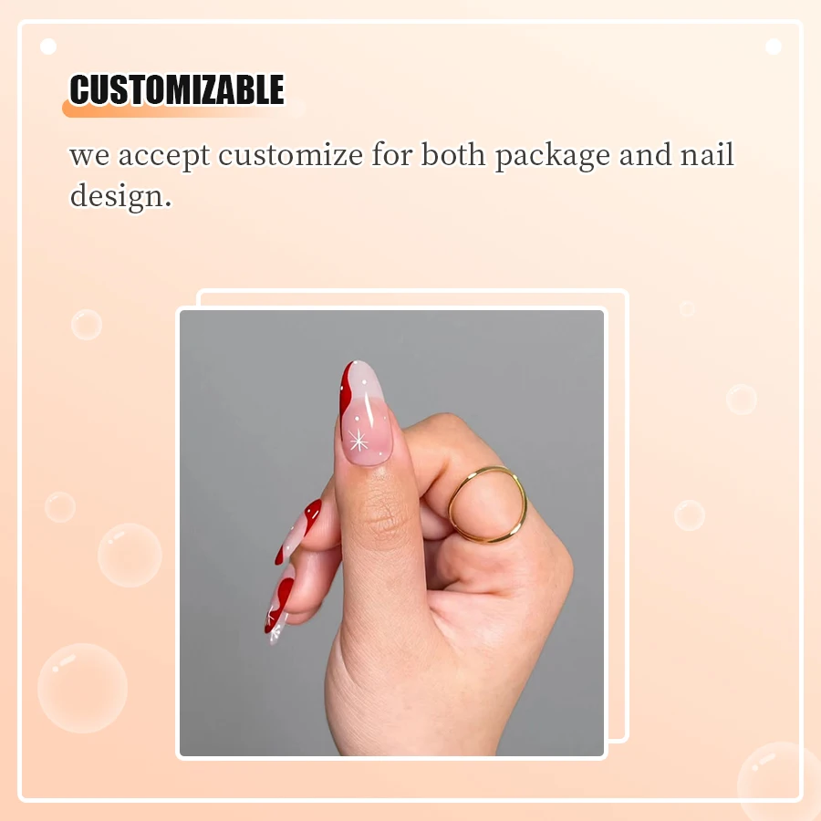 Faux Ongles Factory Suppliers Red Swirl Christmas Design Wholesale Price Salon Quality Oval Shape 2024 Trending Press On Nails