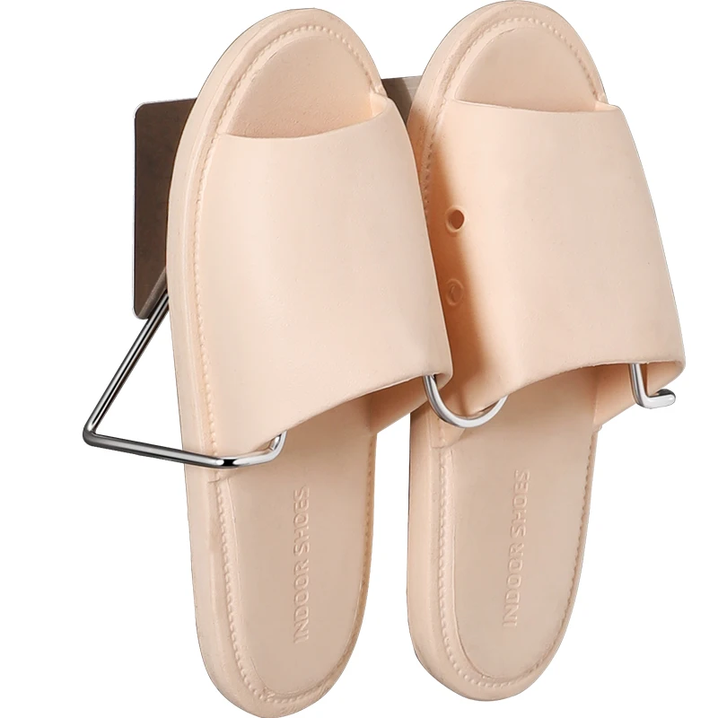 
Home bathroom door stainless steel shoe rack wall hanging wall mounted space saving cheap slipper rack 