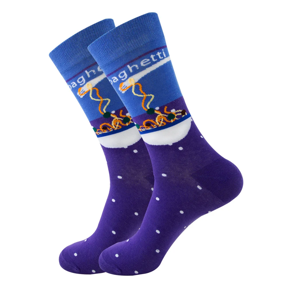 Autumn Winter Custom Print Geometric Fruit Socks Street Fashion High-Crew Astronaut Tube Socks with Logo Pattern