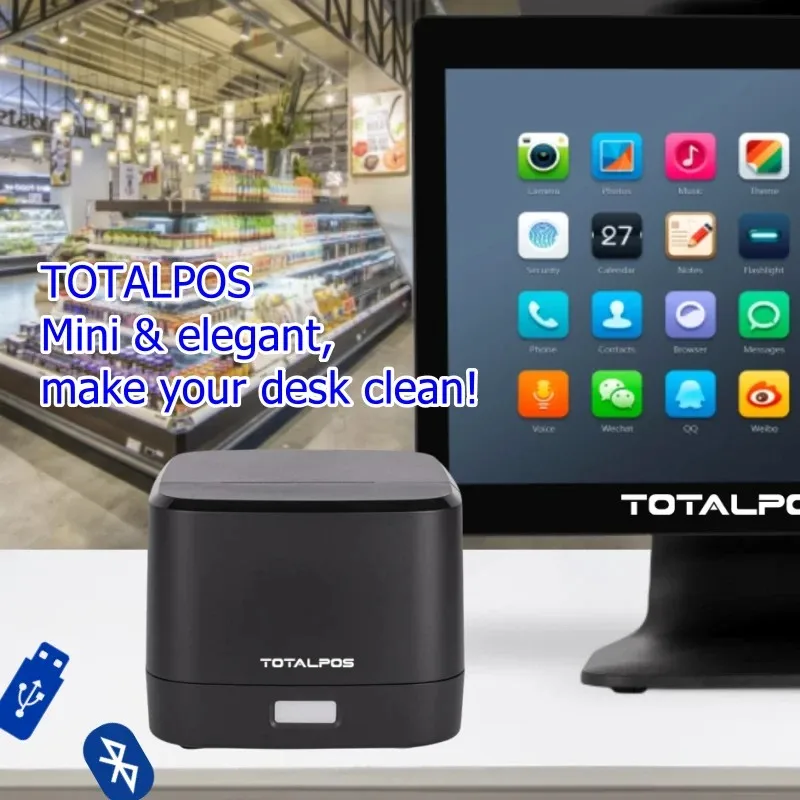 TOTALPOS wireless usb bt 58mm Thermal Receipt Printer 58IIT Desktop Mini Desktop Cash Register Checkout XPRINTER Thermal Printer