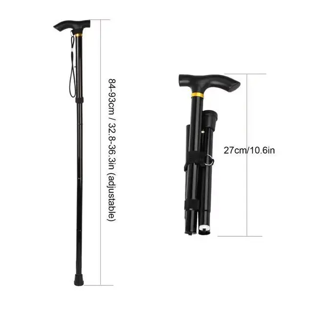 Foldable Walking Stick Aluminum Alloy Cane Portable Trekking Poles Non-slip Lightweight Folding Climbing Walking Stick