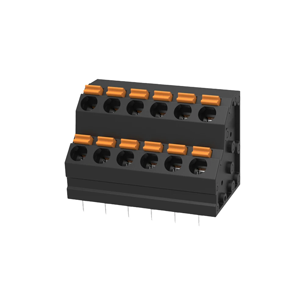 Screw-free electrical spring type 252-5.0 PCB quick terminal block black KF252H2-5.0MM Industrial Din Rail Mount Terminal Blocks